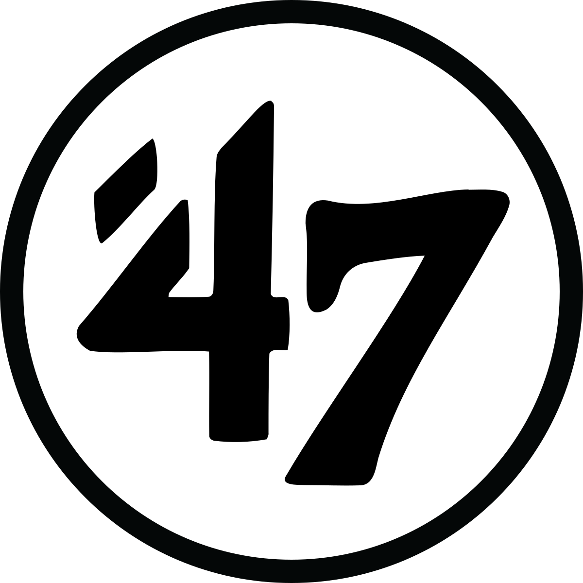 Bold black '47 brand logo featuring the number 47 inside a circular outline on a white background.