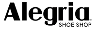 Alegria Shoe Shop logo featuring bold, black serif typography on a clean white background.