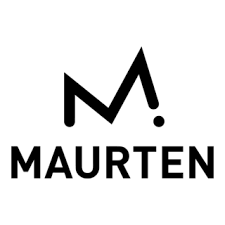 Minimalist black Maurten logo featuring a stylized M icon and bold sans-serif text on a white background.