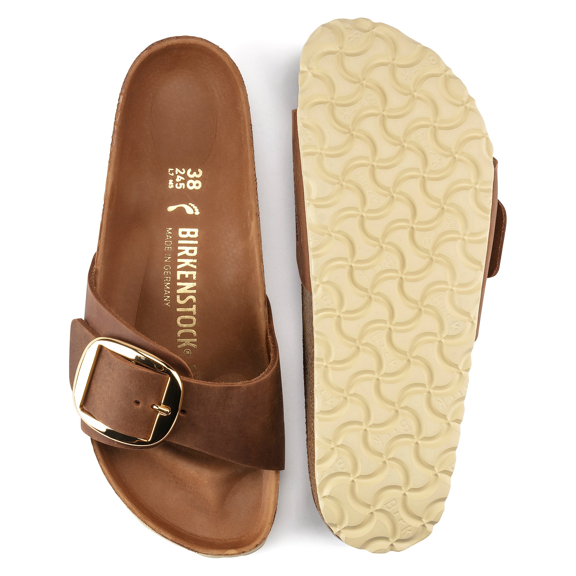 Birkenstock Madrid Big Buckle Oiled Leather in Cognac Women's Footwear