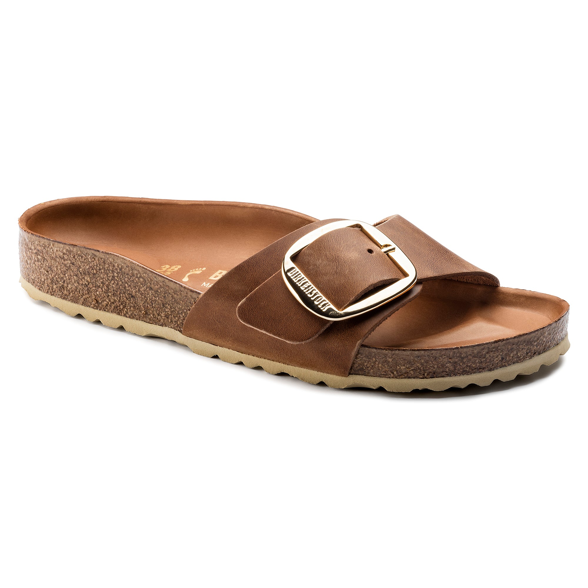 Birkenstock Madrid Big Buckle Oiled Leather in Cognac Women's Footwear
