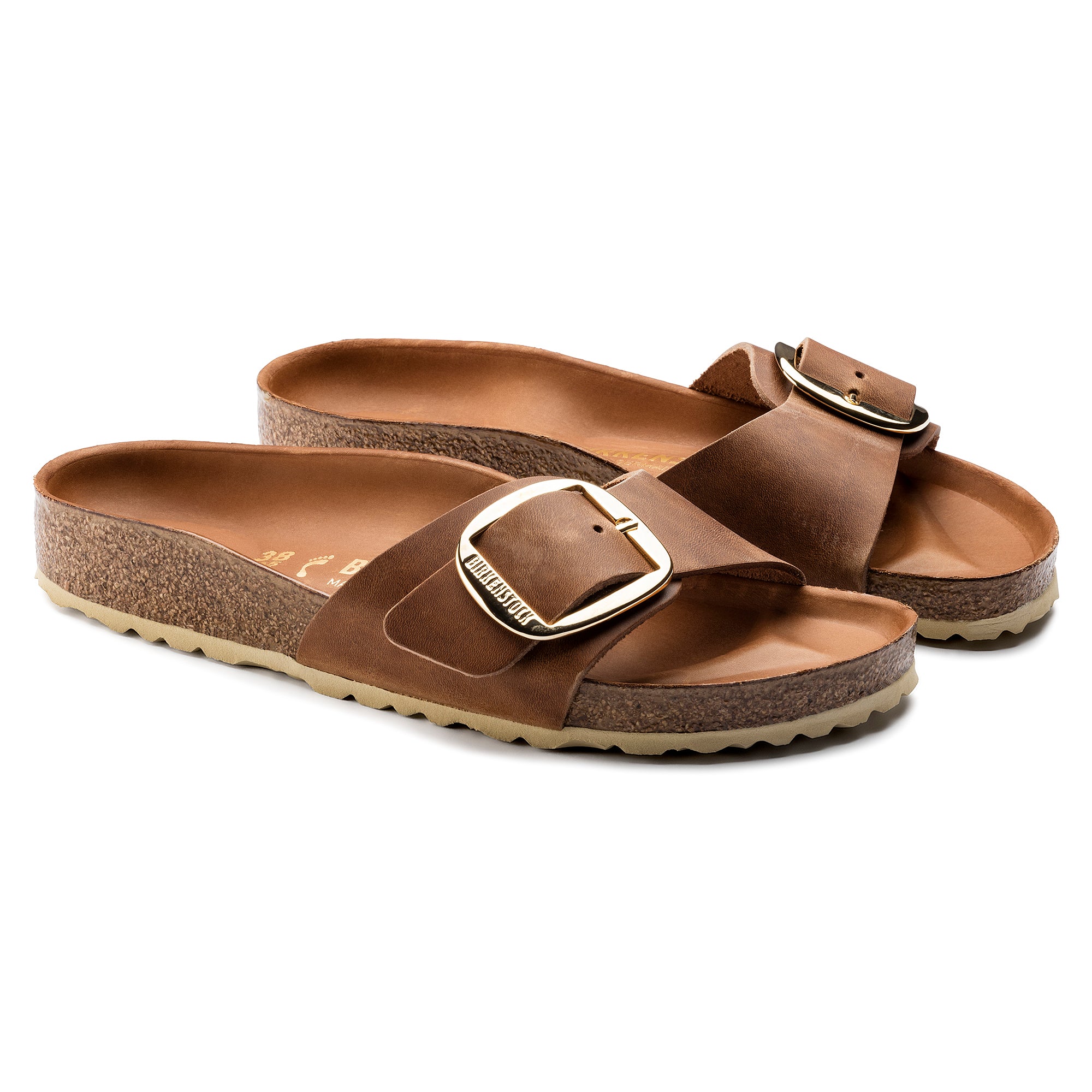 Birkenstock Madrid Big Buckle Oiled Leather in Cognac Women's Footwear