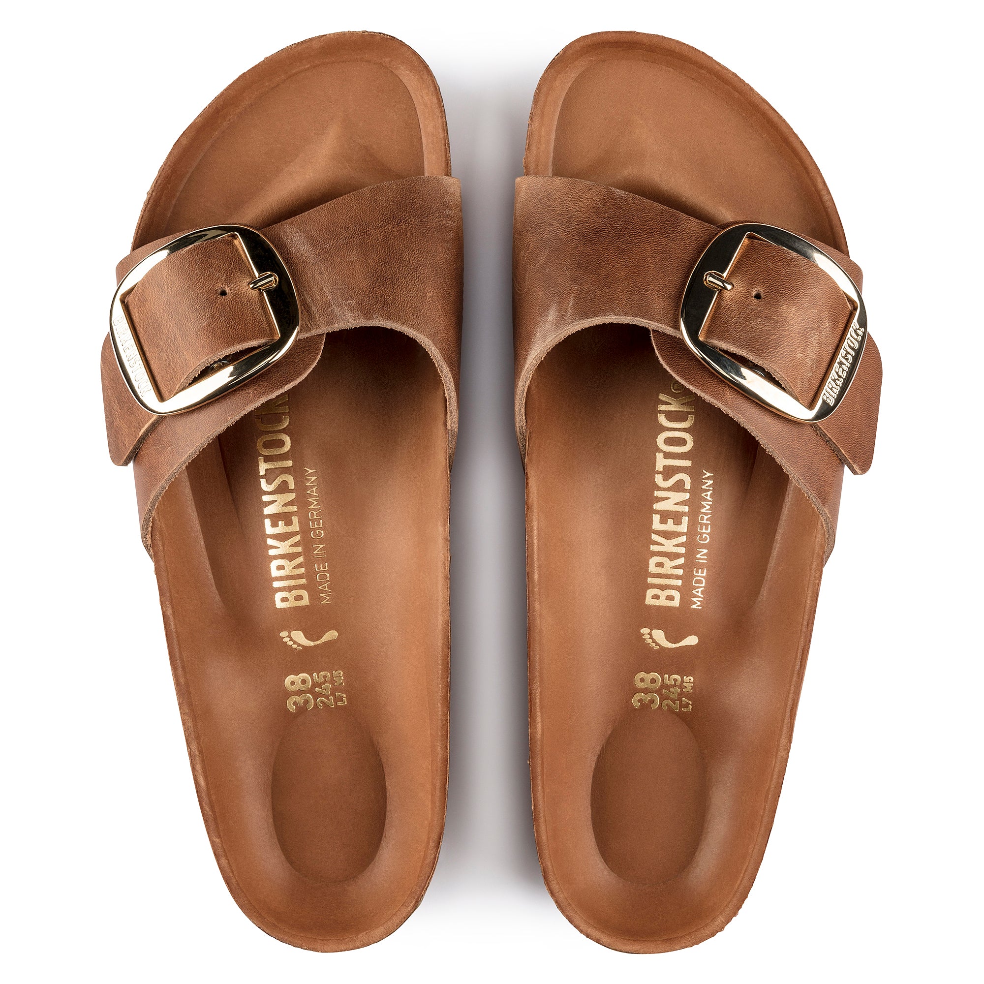 Birkenstock Madrid Big Buckle Oiled Leather in Cognac Women's Footwear