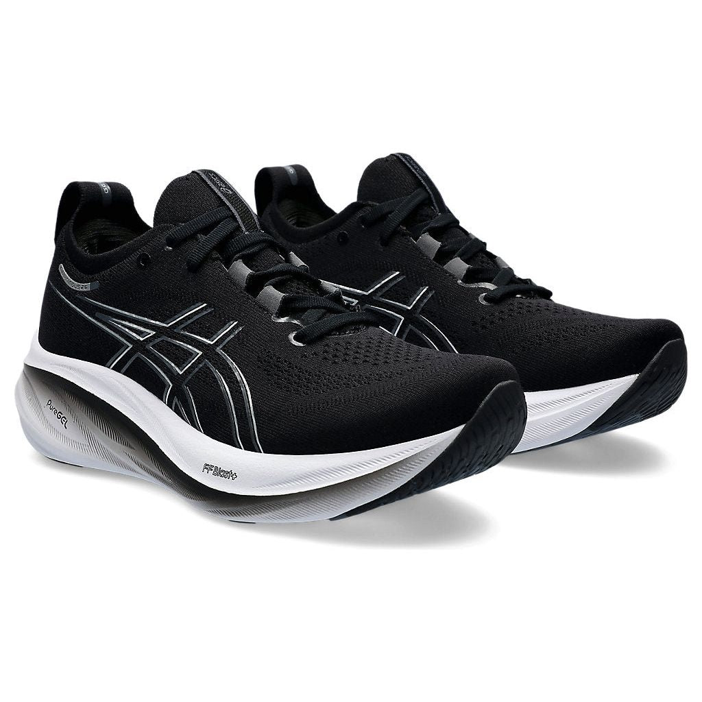 Asics Women's Gel Nimbus-26 in Black Graphite Grey Shoes