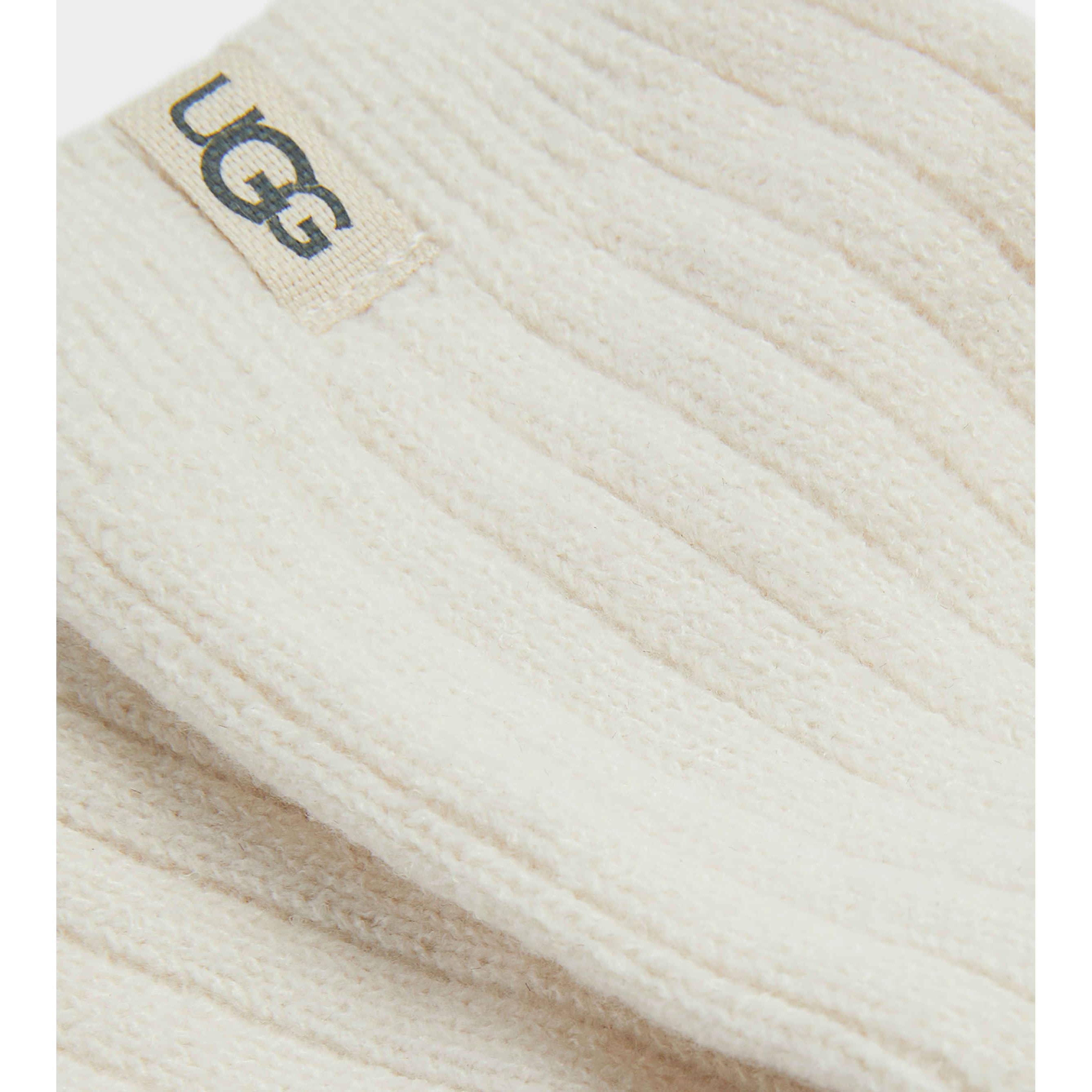 UGG Women's Rib Knit Slouchy Crew Sock in White-Footprint USA