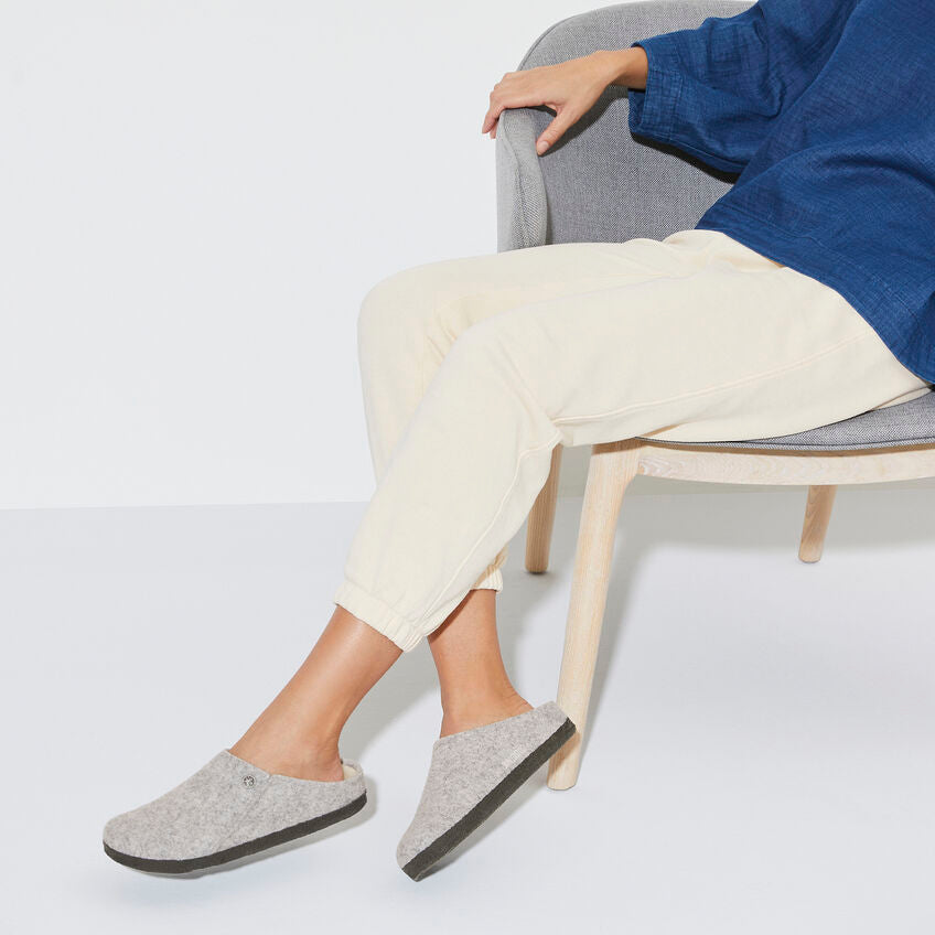 Birkenstock Zermatt Wool Felt Slipper in Light Gray Women's Footwear