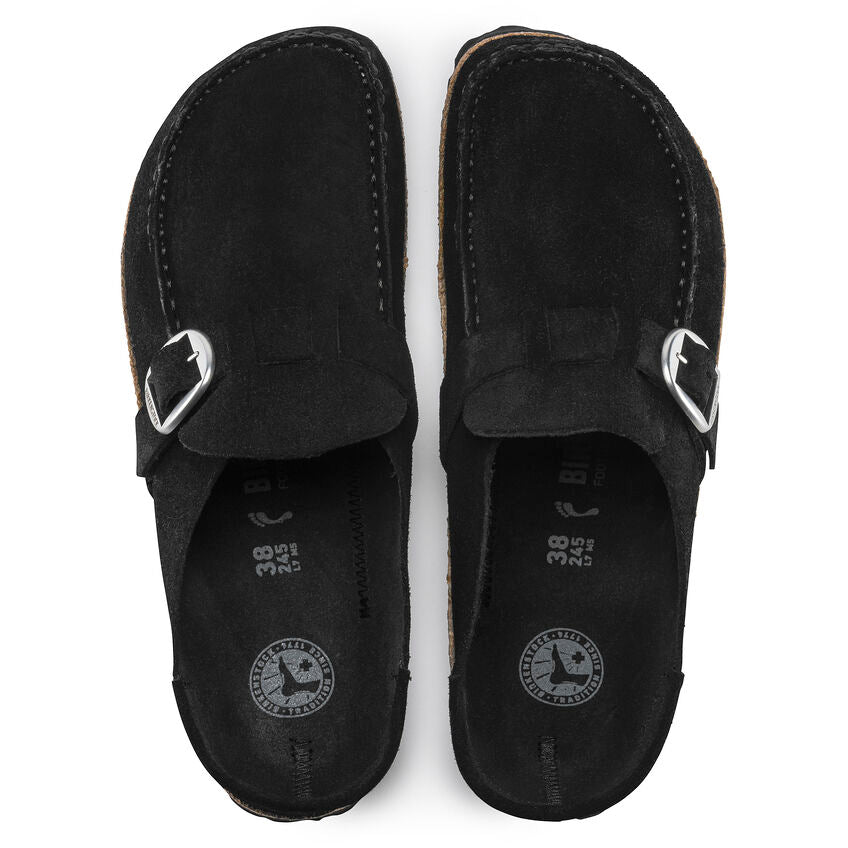 Birkenstock Buckley Suede Leather Clog in Black Women's Footwear