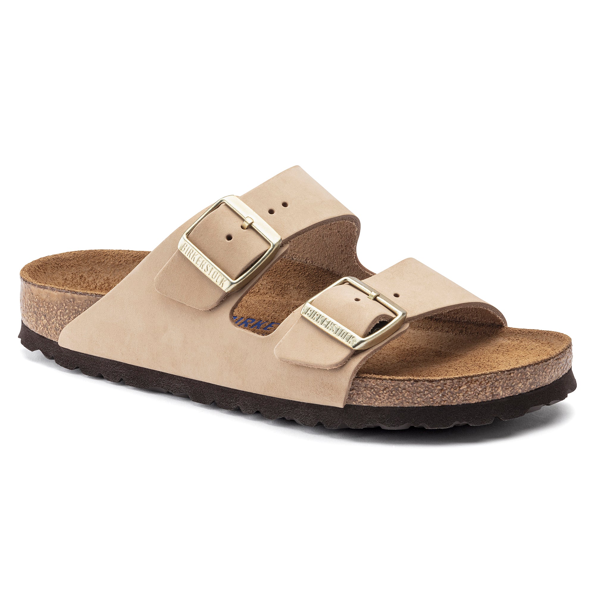 Birkenstock Arizona Nubuck Leather Soft Footbed in Sandcastle Women's Footwear