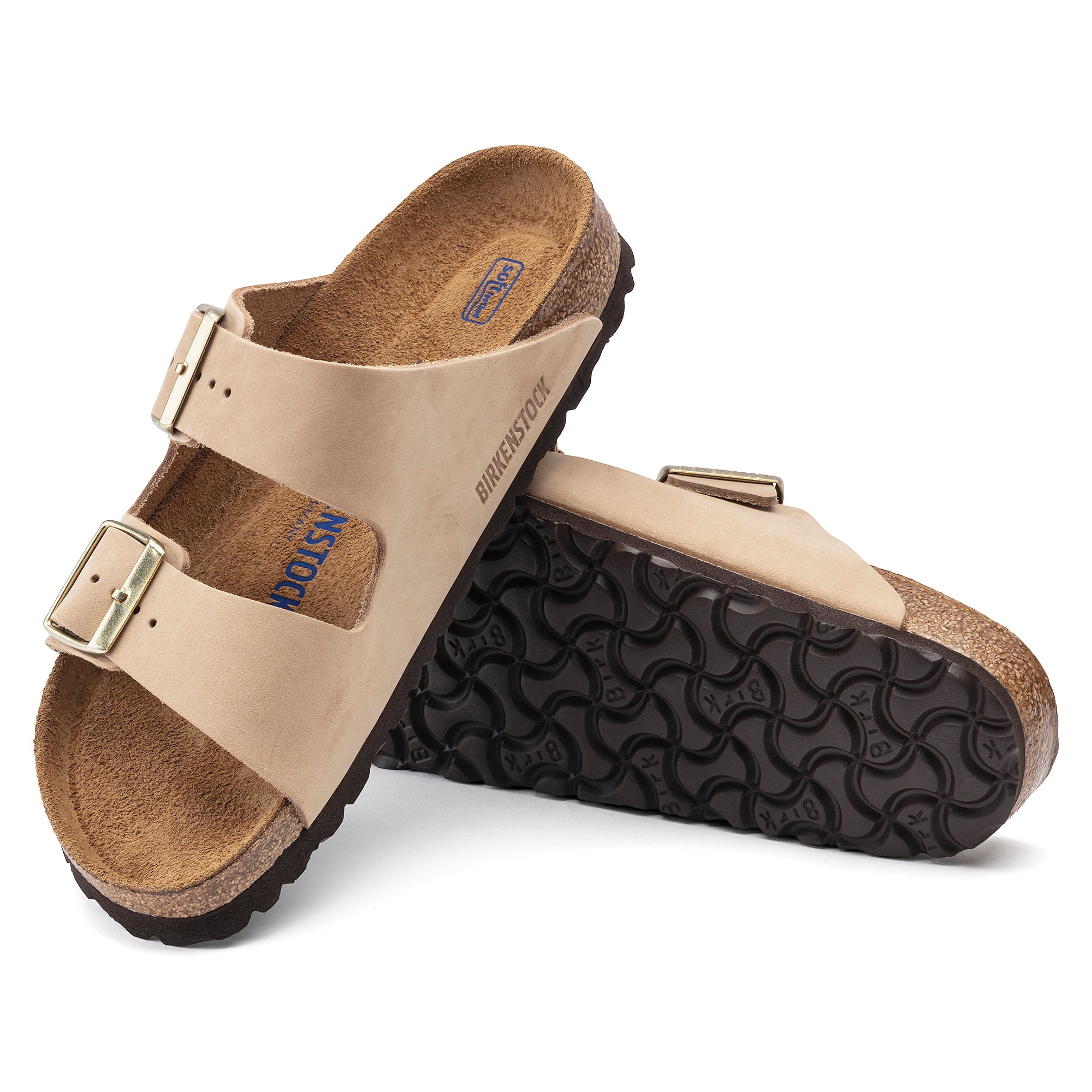Birkenstock Arizona Nubuck Leather Soft Footbed in Sandcastle Women's Footwear