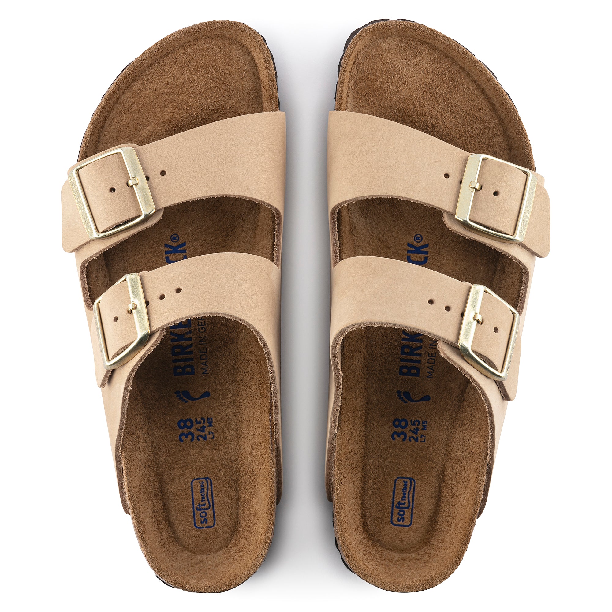 Birkenstock Arizona Nubuck Leather Soft Footbed in Sandcastle Women's Footwear