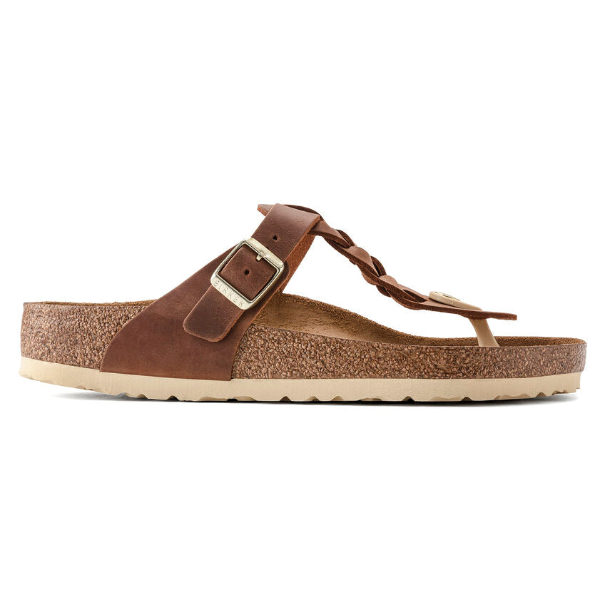 Birkenstock Gizeh Braid Oiled Leather Sandal in Cognac Women's Footwear