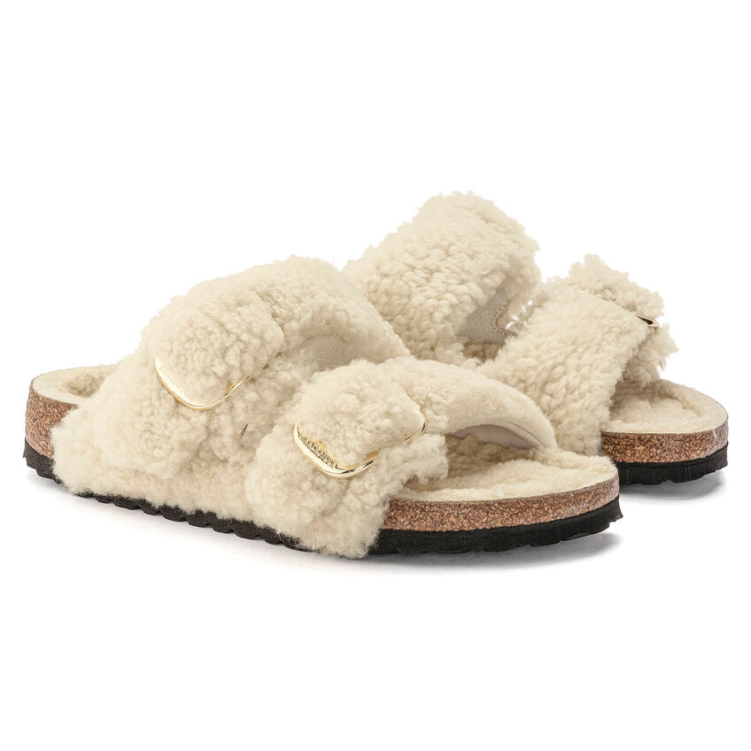 Birkenstock Arizona Big Buckle Shearling in Teddy Eggshell Women's Footwear