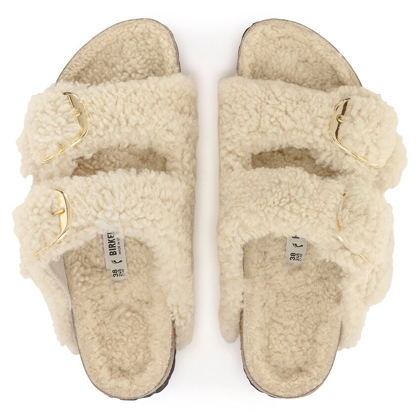 Birkenstock Arizona Big Buckle Shearling in Teddy Eggshell Women's Footwear