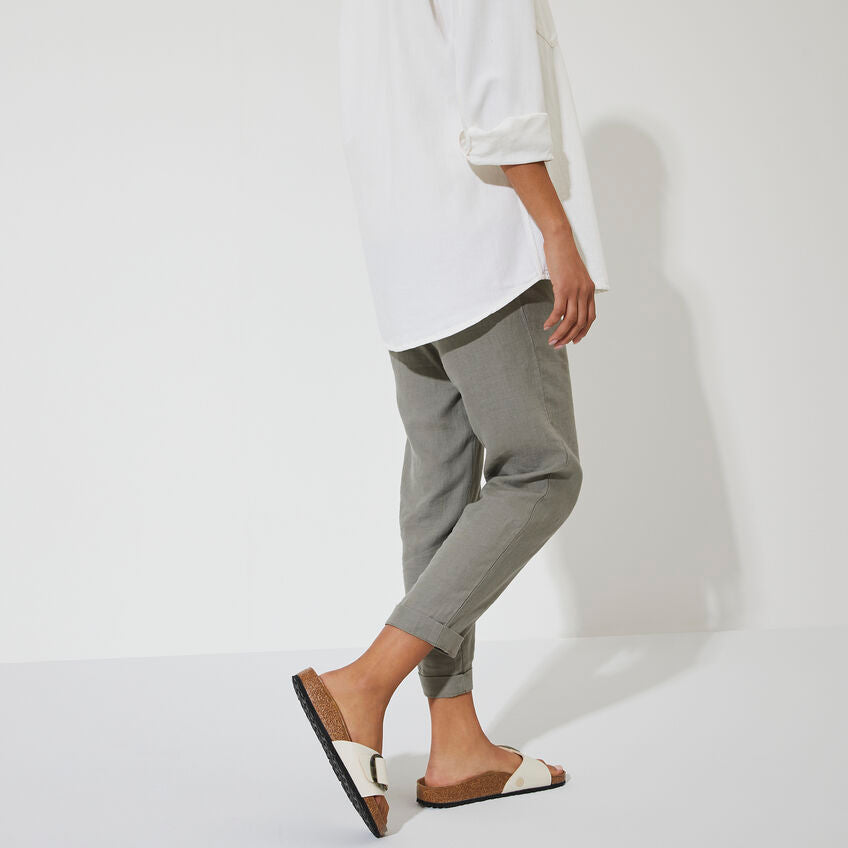 Birkenstock Madrid Vegan Big Buckle Textile in Eggshell Women's Footwear