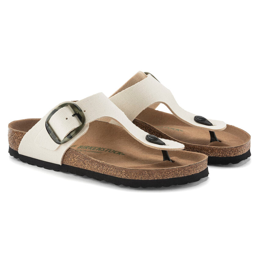 Birkenstock Gizeh Vegan Big Buckle Textile in Eggshell Women's Footwear