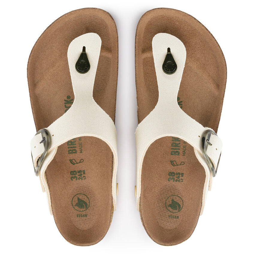 Birkenstock Gizeh Vegan Big Buckle Textile in Eggshell Women's Footwear