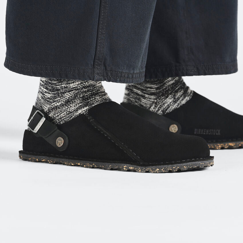 Birkenstock Lutry Premium Suede Leather in Black Men's Footwear