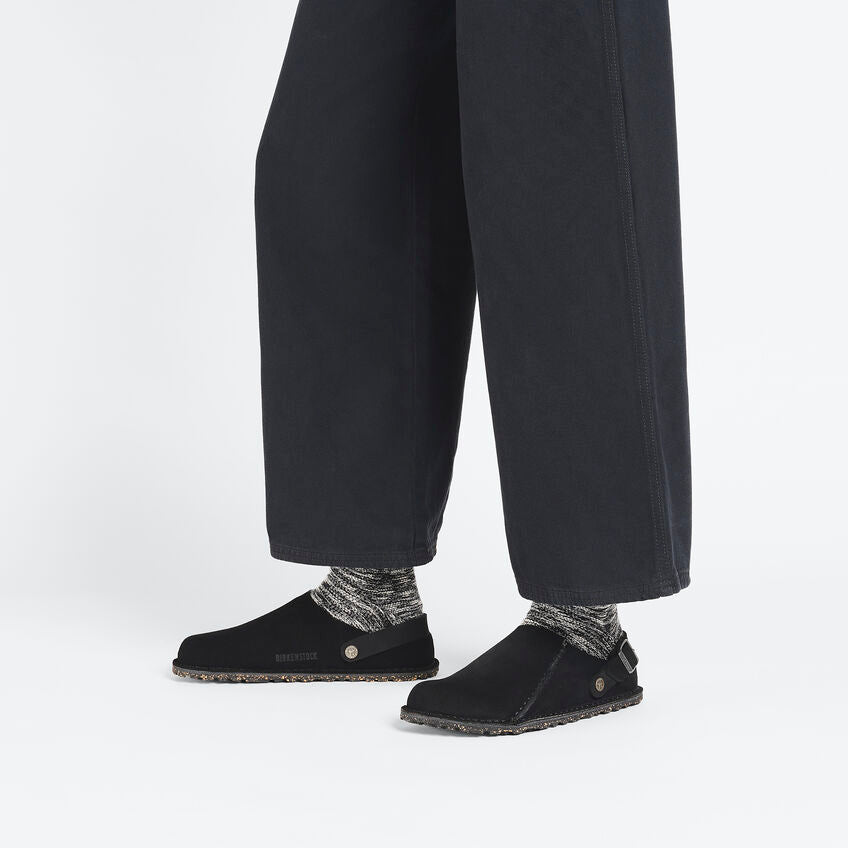 Birkenstock Lutry Premium Suede Leather in Black Men's Footwear