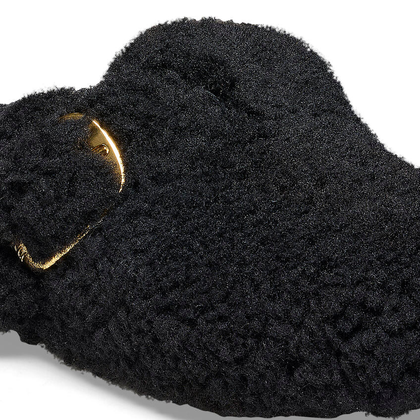 Birkenstock Boston Big Buckle Shearling in Black Gold Women's Footwear