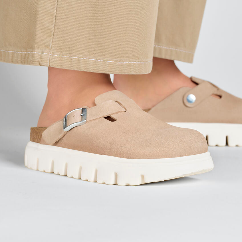 Birkenstock Boston Chunky Suede Leather in Warm Sand Women's Footwear