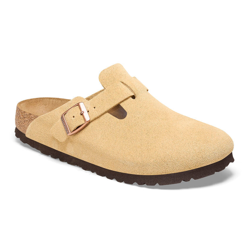Birkenstock Boston Suede Leather Clog in Latte Cream Unisex Footwear