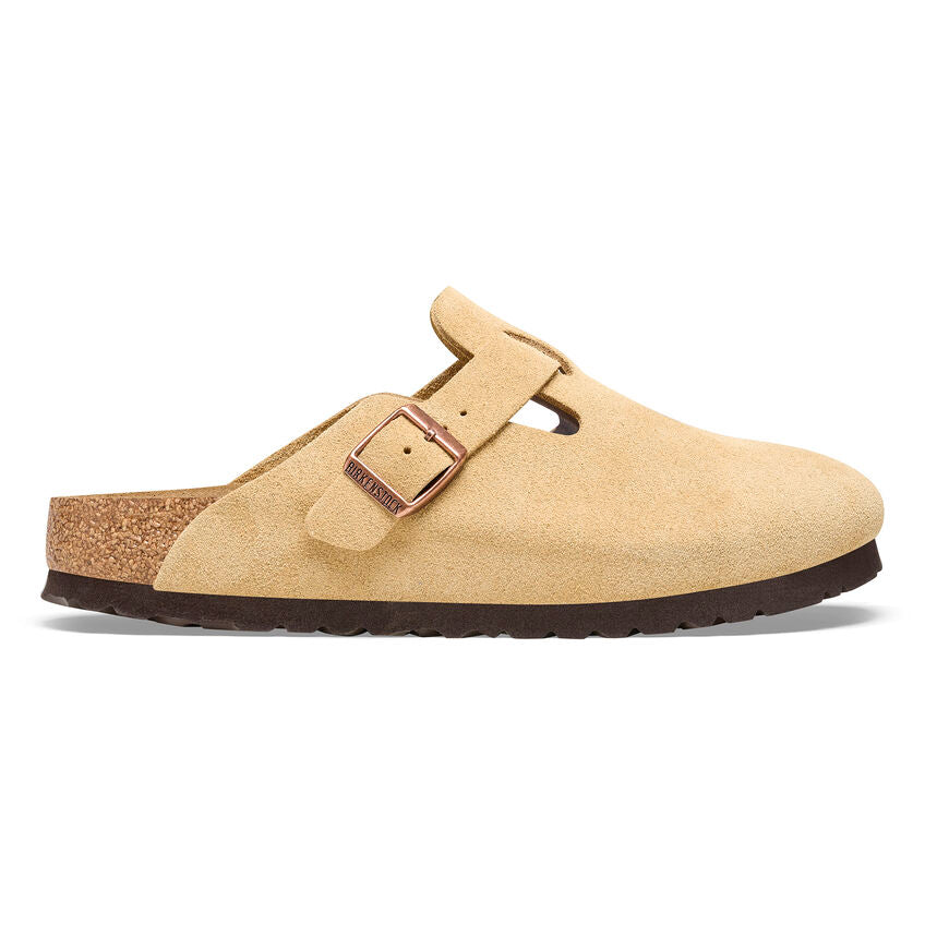 Birkenstock Boston Suede Leather Clog in Latte Cream Unisex Footwear