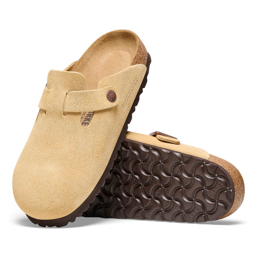 Birkenstock Boston Suede Leather Clog in Latte Cream Unisex Footwear