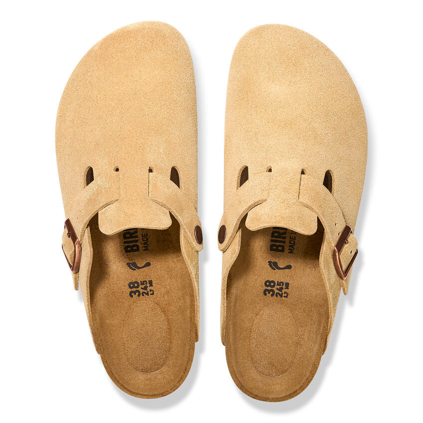 Birkenstock Boston Suede Leather Clog in Latte Cream Unisex Footwear