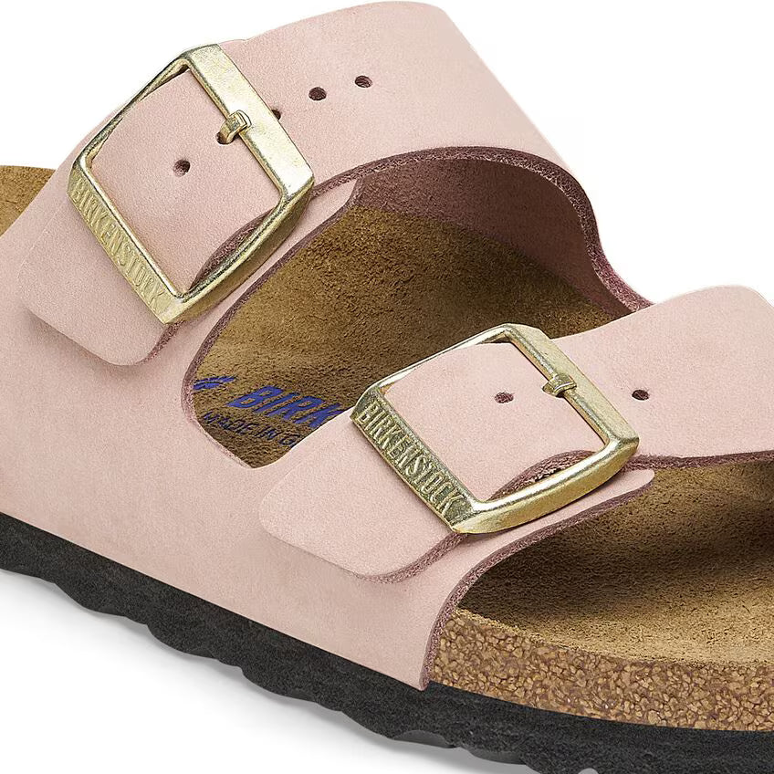 Birkenstock Arizona Soft Footbed Nubuk Leather in Soft Pink