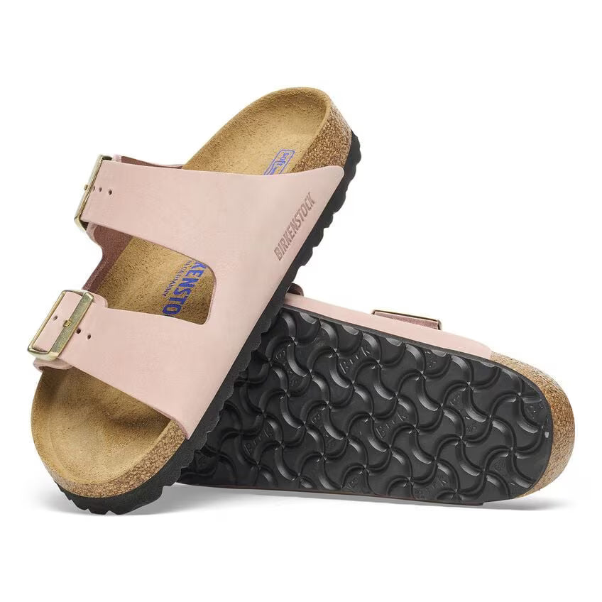 Birkenstock Arizona Soft Footbed Nubuk Leather in Soft Pink