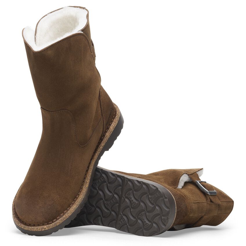 Birkenstock Uppsala Shearling Suede Leather in Dark Tea