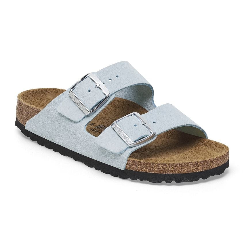Birkenstock Arizona Suede Leather in Baby Blue-Footprint USA