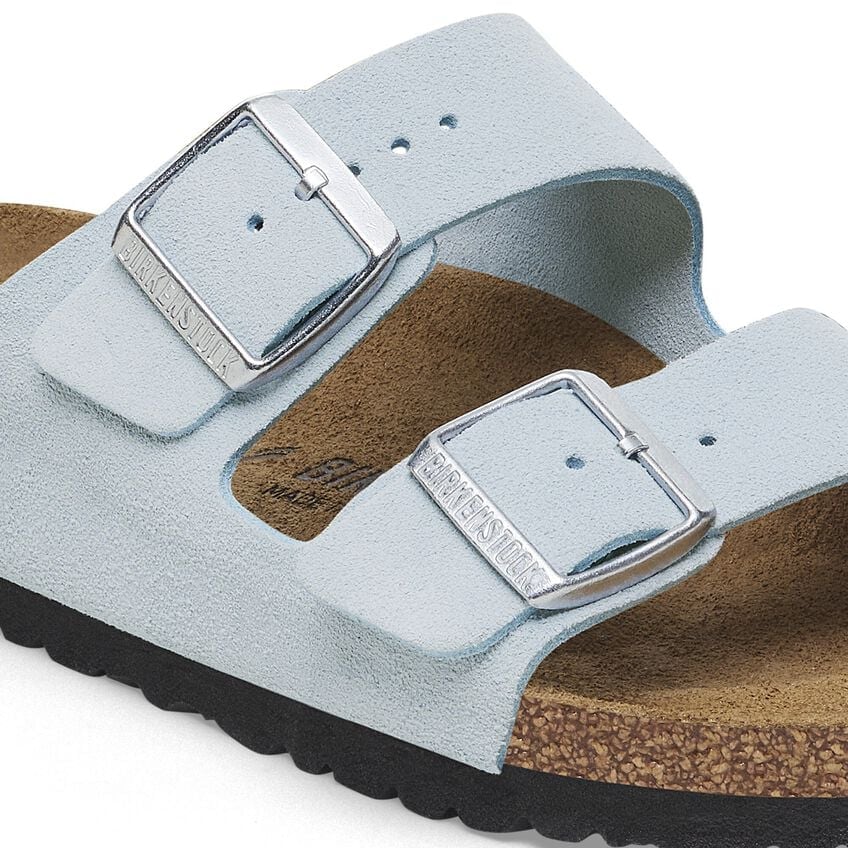 Birkenstock Arizona Suede Leather in Baby Blue-Footprint USA