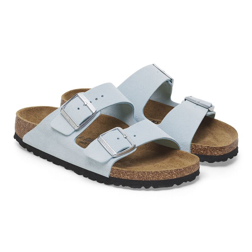 Birkenstock Arizona Suede Leather in Baby Blue-Footprint USA