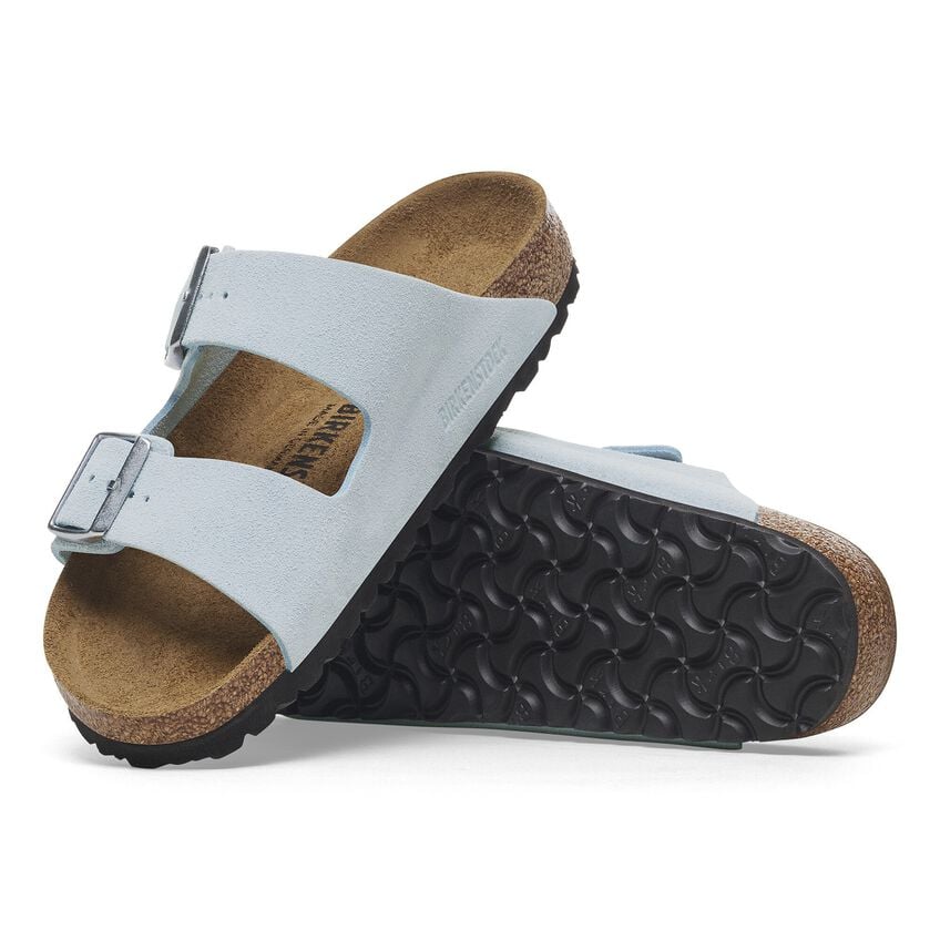 Birkenstock Arizona Suede Leather in Baby Blue-Footprint USA