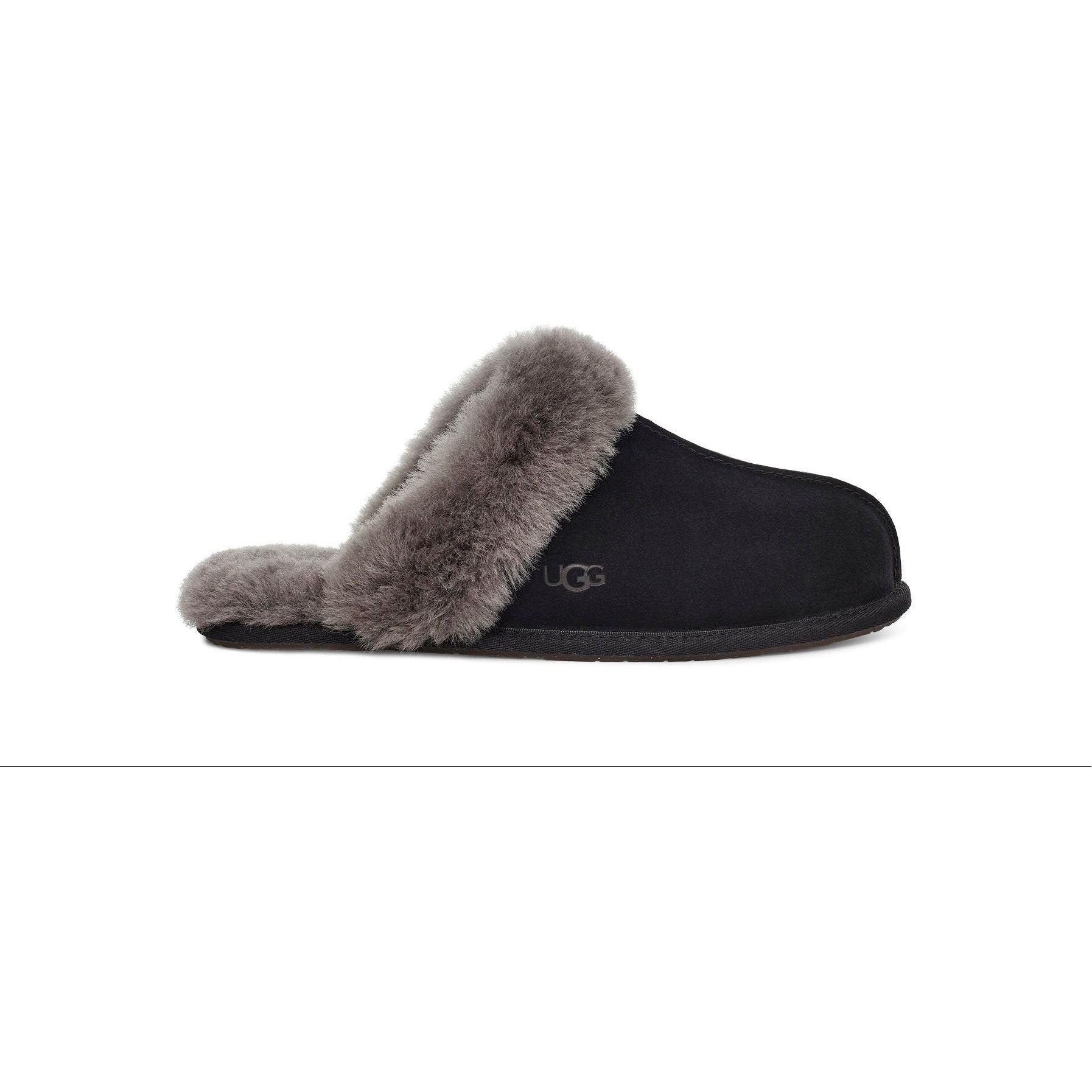 UGG Women's Scuffette II Slipper in Black Grey-Footprint USA
