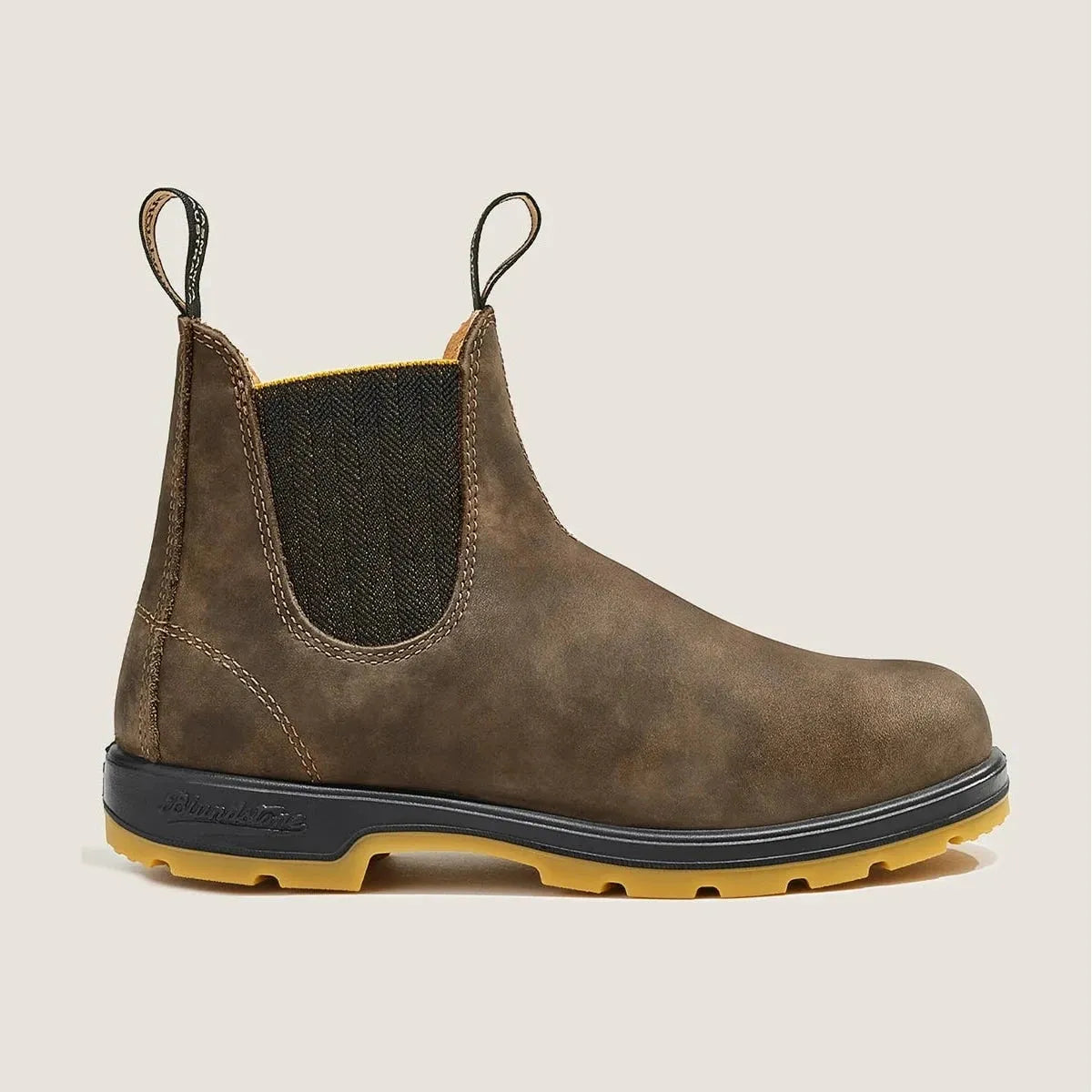 Blundstone Classics Chelsea Boots 1944 in Rustic Brown Mustard Black Women's Boots