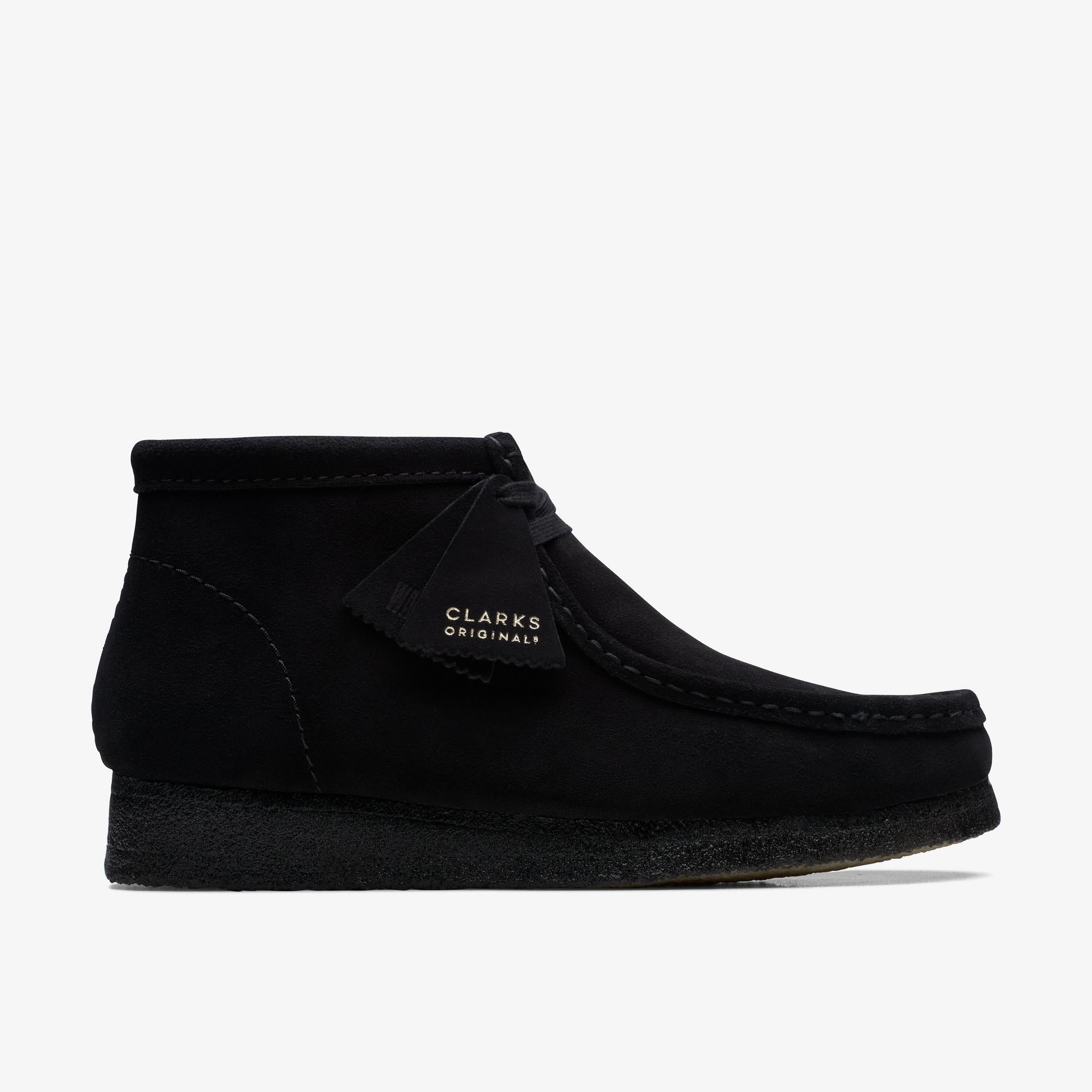 Clarks Men's Wallabee Boot in Black Suede Shoes