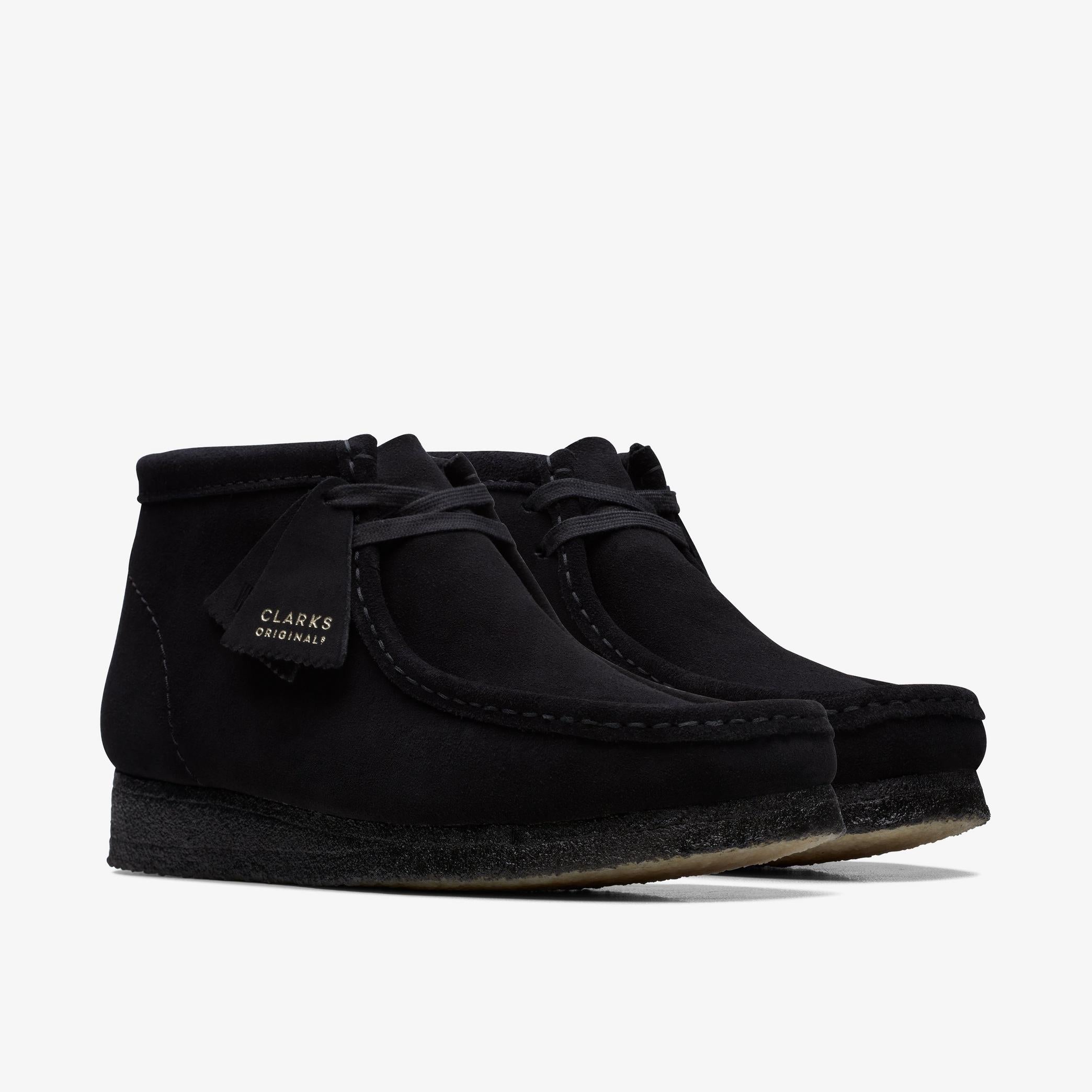 Clarks Men's Wallabee Boot in Black Suede Shoes