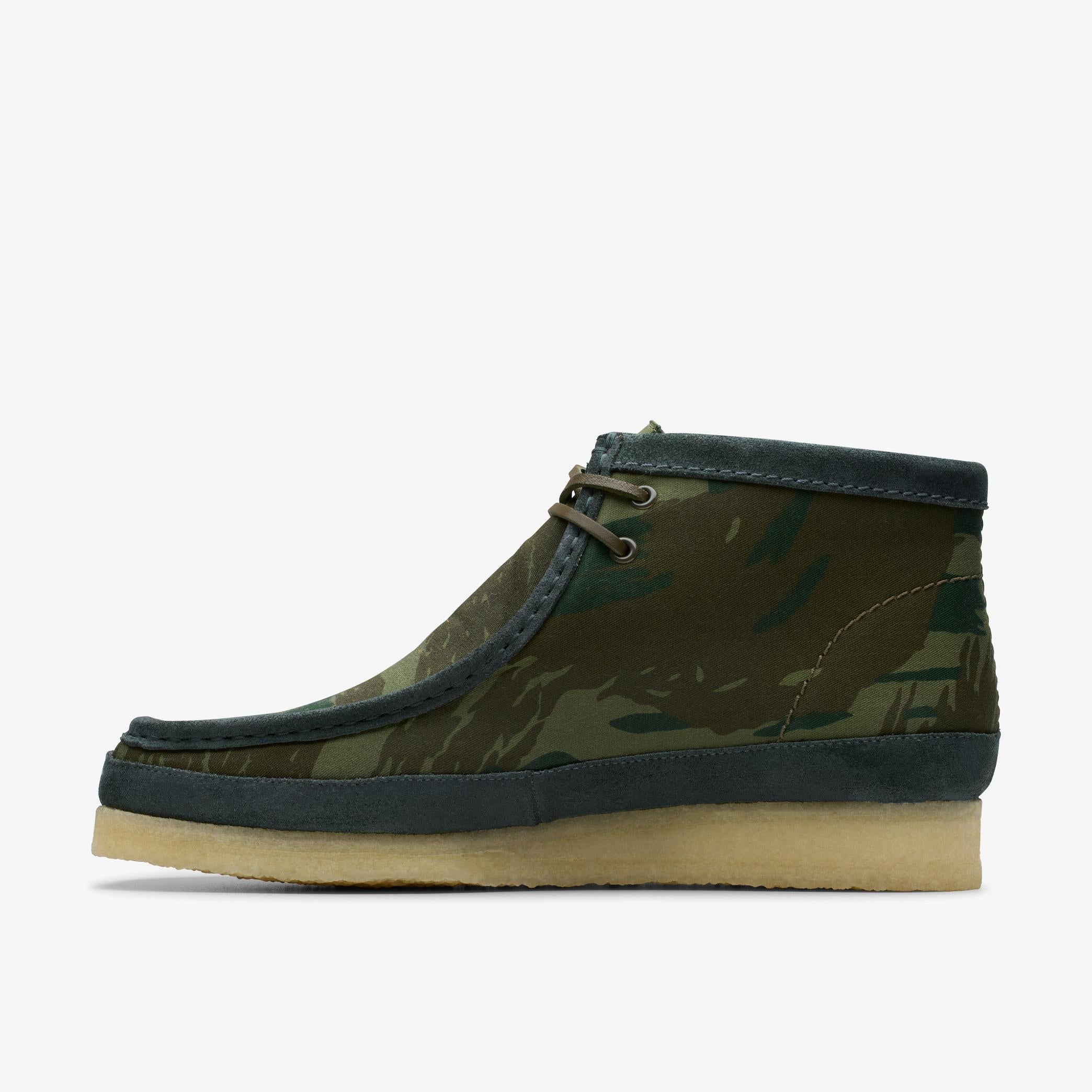 Clarks Men's Wallabee Boot in Green Camouflage Shoes
