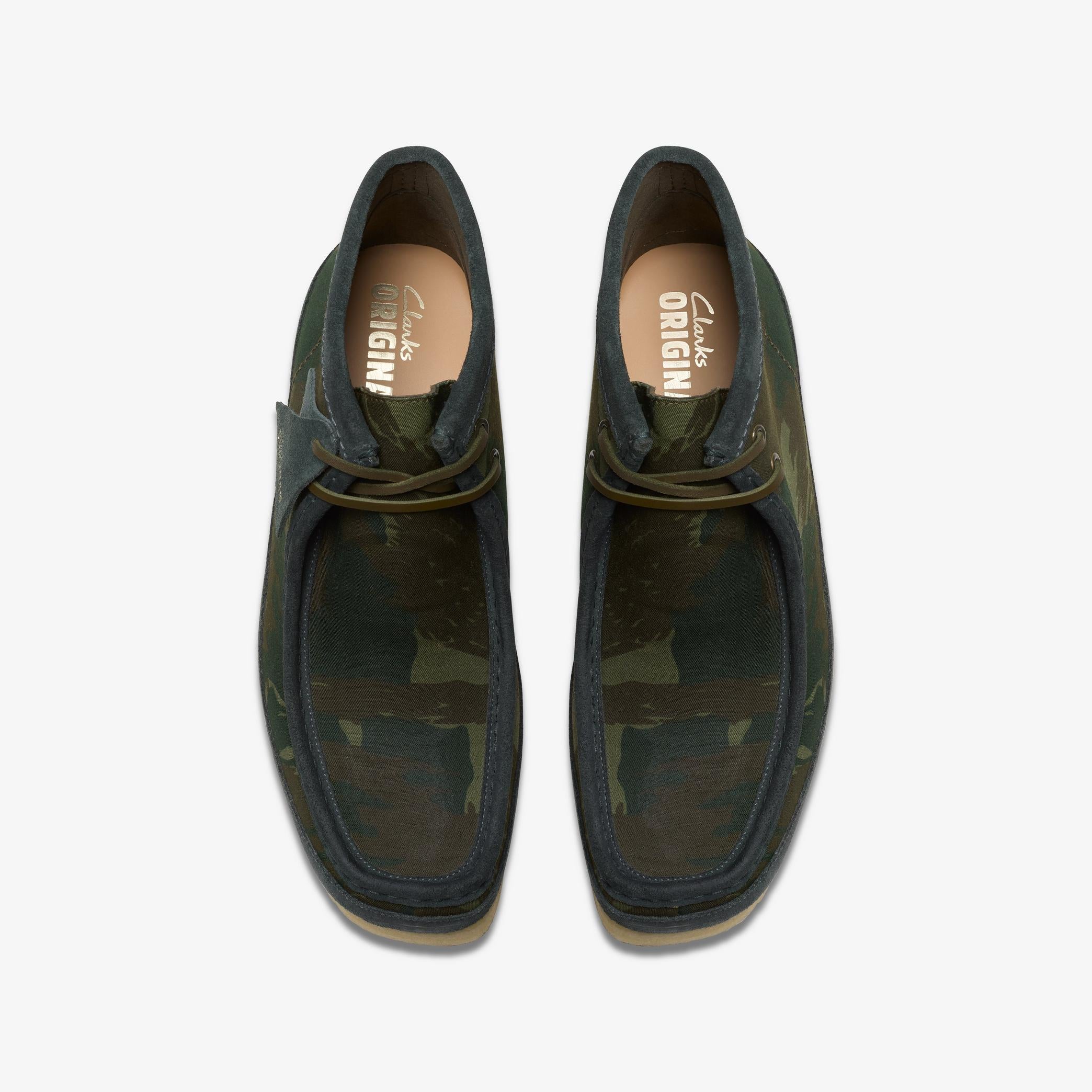 Clarks Men's Wallabee Boot in Green Camouflage Shoes