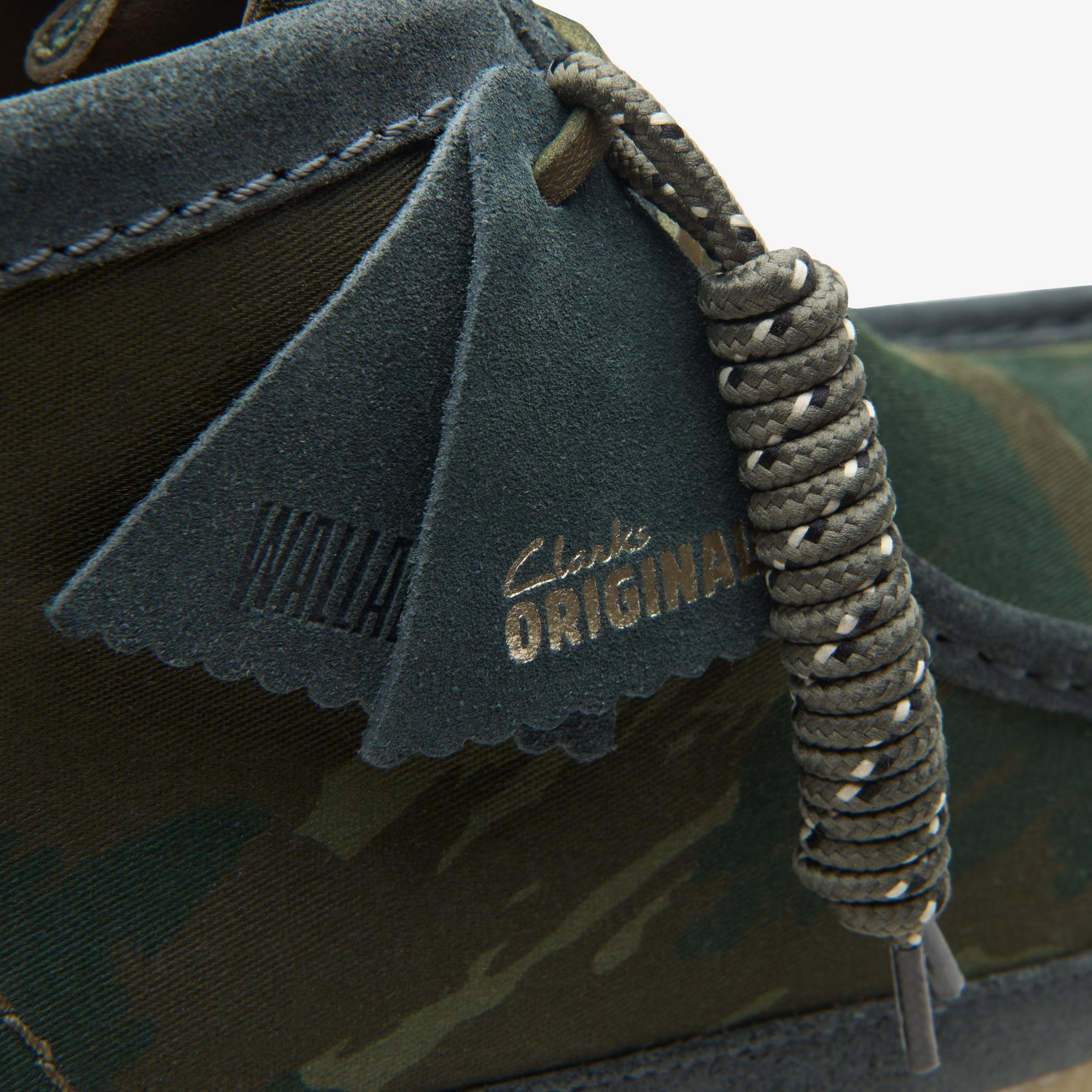 Clarks Men's Wallabee Boot in Green Camouflage Shoes