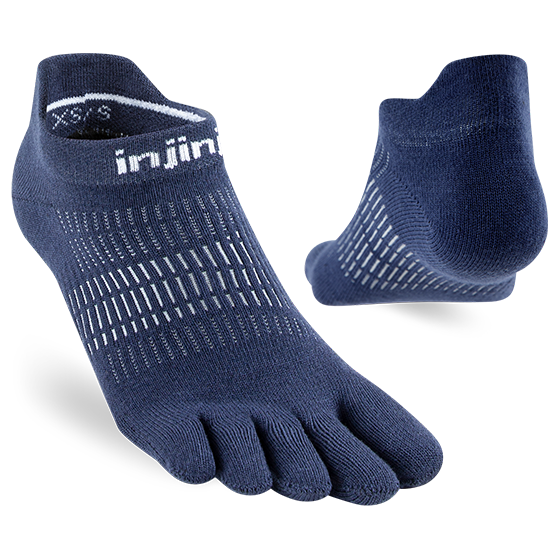 Injinji Women's Run Lightweight No-Show Ultra-Thin Cushioning in Navy Socks