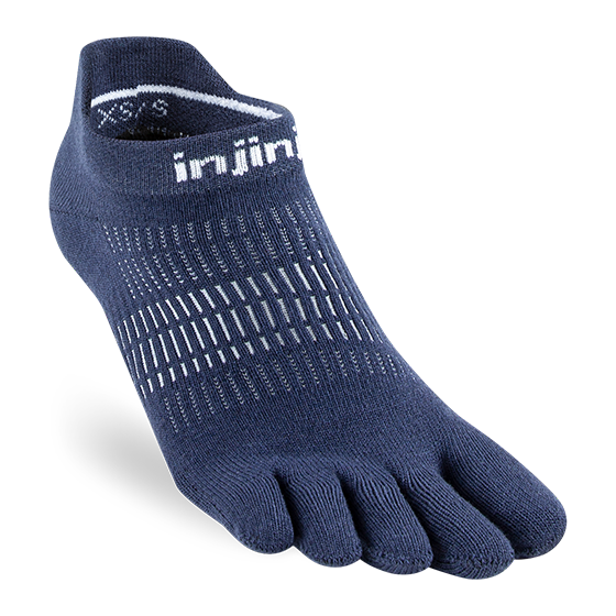 Injinji Women's Run Lightweight No-Show Ultra-Thin Cushioning in Navy Socks