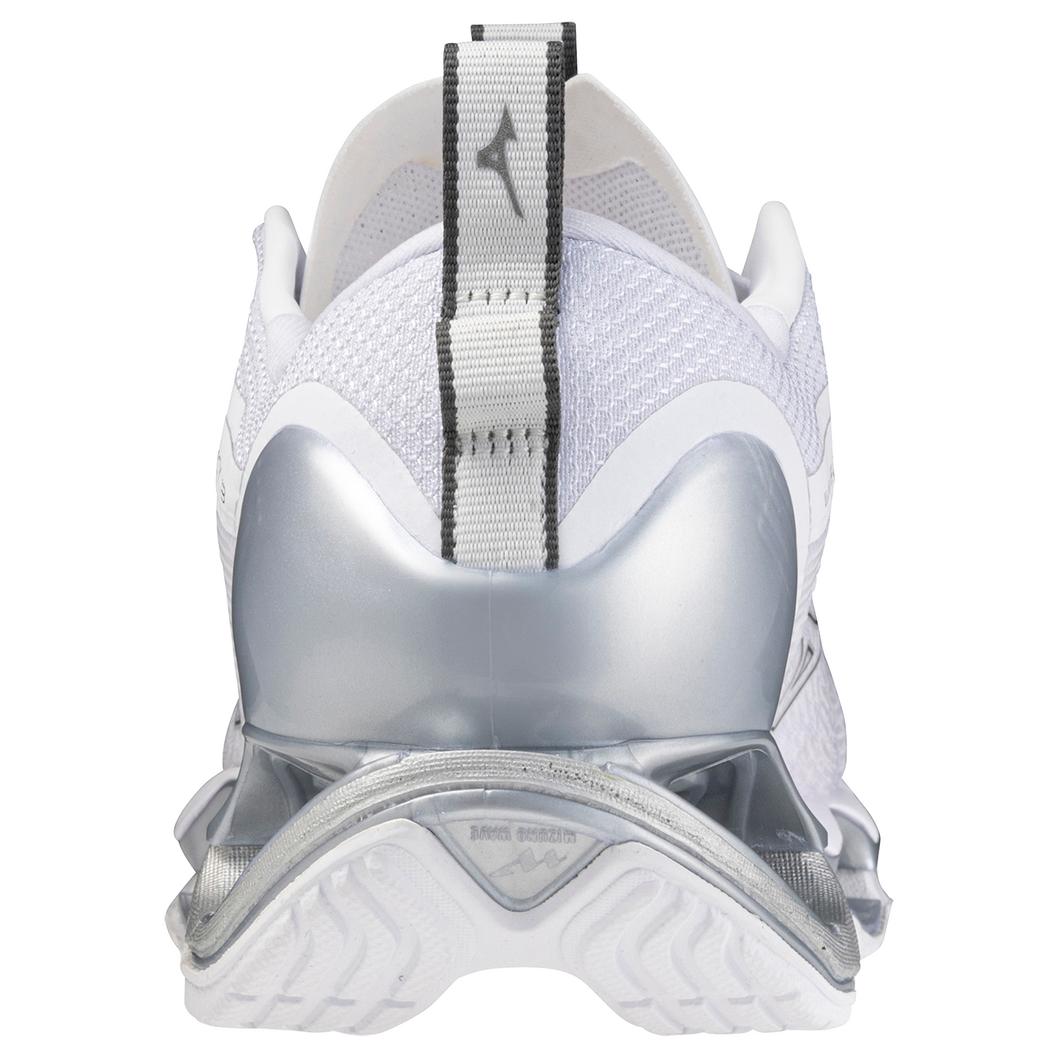 Mizuno Women's Wave Prophecy 13 in White Metallic Grey Women's Footwear