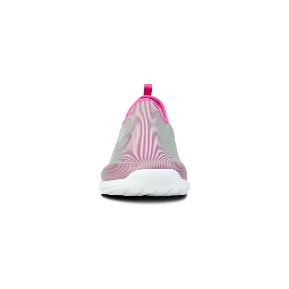 OOFOS Women's OOmg Sport Low Shoe in White/Fuschia Women's Footwear