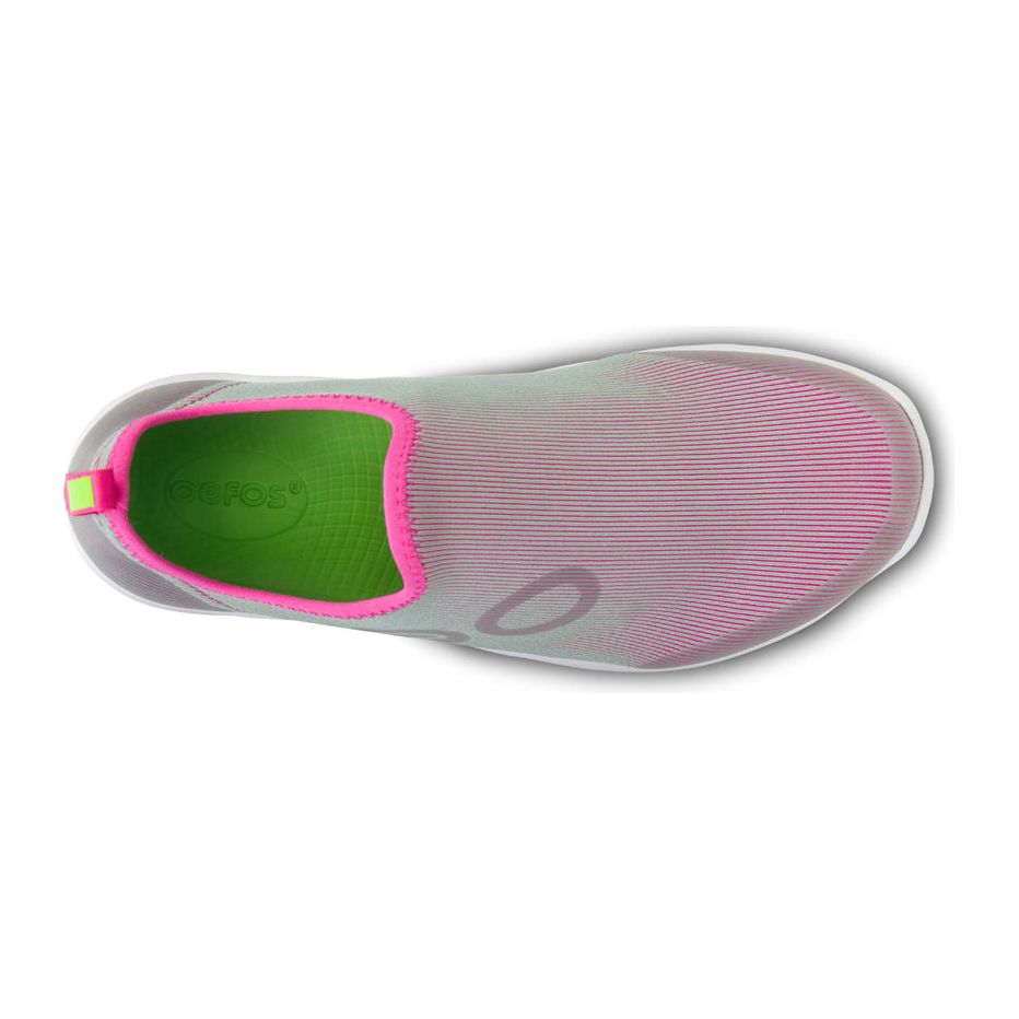 OOFOS Women's OOmg Sport Low Shoe in White/Fuschia Women's Footwear