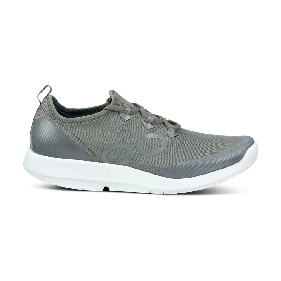 OOFOS Men's OOmg Sport LS Low Shoe in White and Olive Men's Footwear