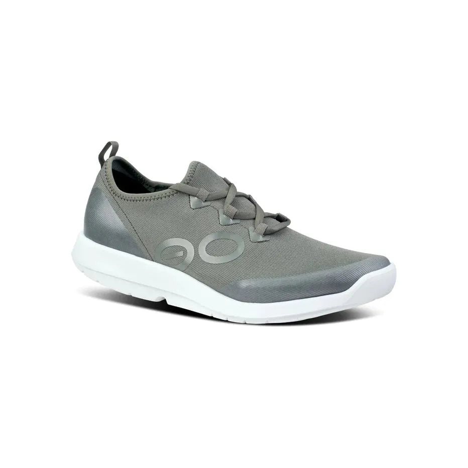 OOFOS Men's OOmg Sport LS Low Shoe in White and Olive Men's Footwear