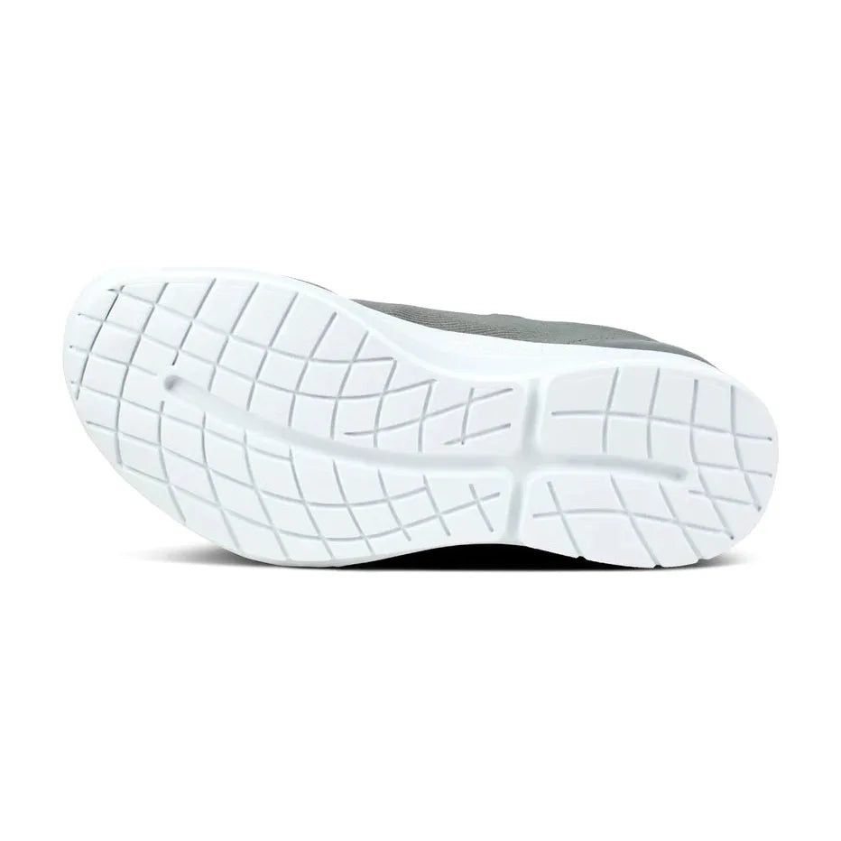 OOFOS Men's OOmg Sport LS Low Shoe in White and Olive Men's Footwear